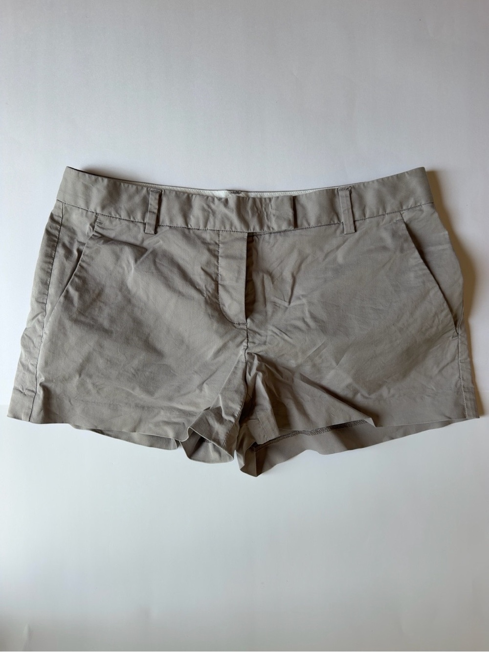 Theory Women’s Khaki Cotton Blend Chino Shorts Size 8 Casual Flat Front
